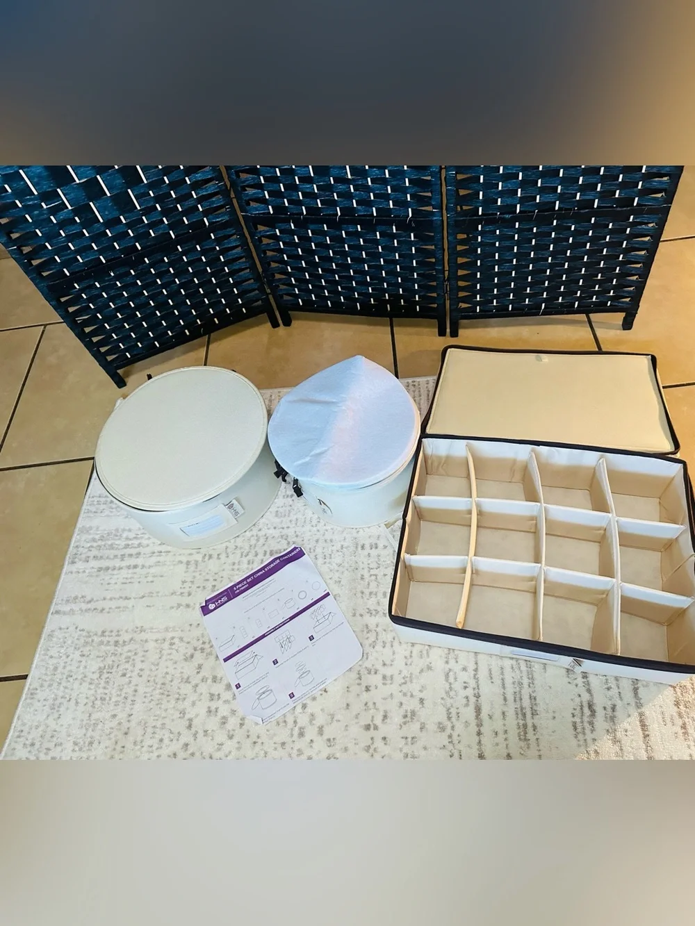 Beige Padded Mug and Dish Storage Box - Beige